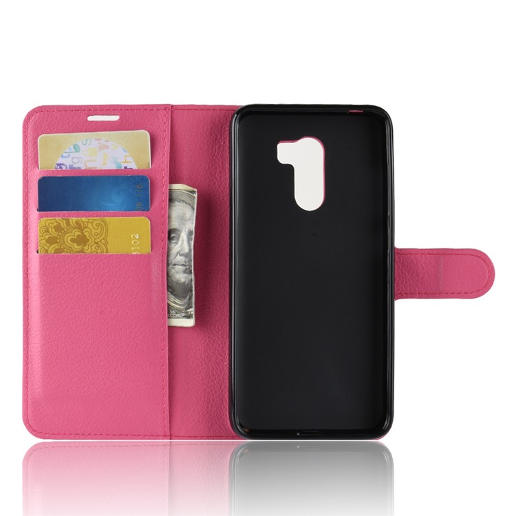 For Xiaomi Pocophone F1 / Poco F1 (India) Phone Shell Litchi Grain Leather Case (Stand and Wallet) - Rose-3