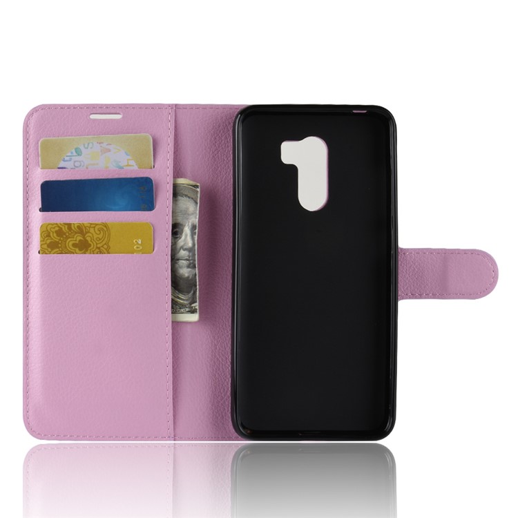 For Xiaomi Pocophone F1 / Poco F1 (India) Mobile Cover Litchi Grain Leather Case (Stand and Wallet) - Pink-3