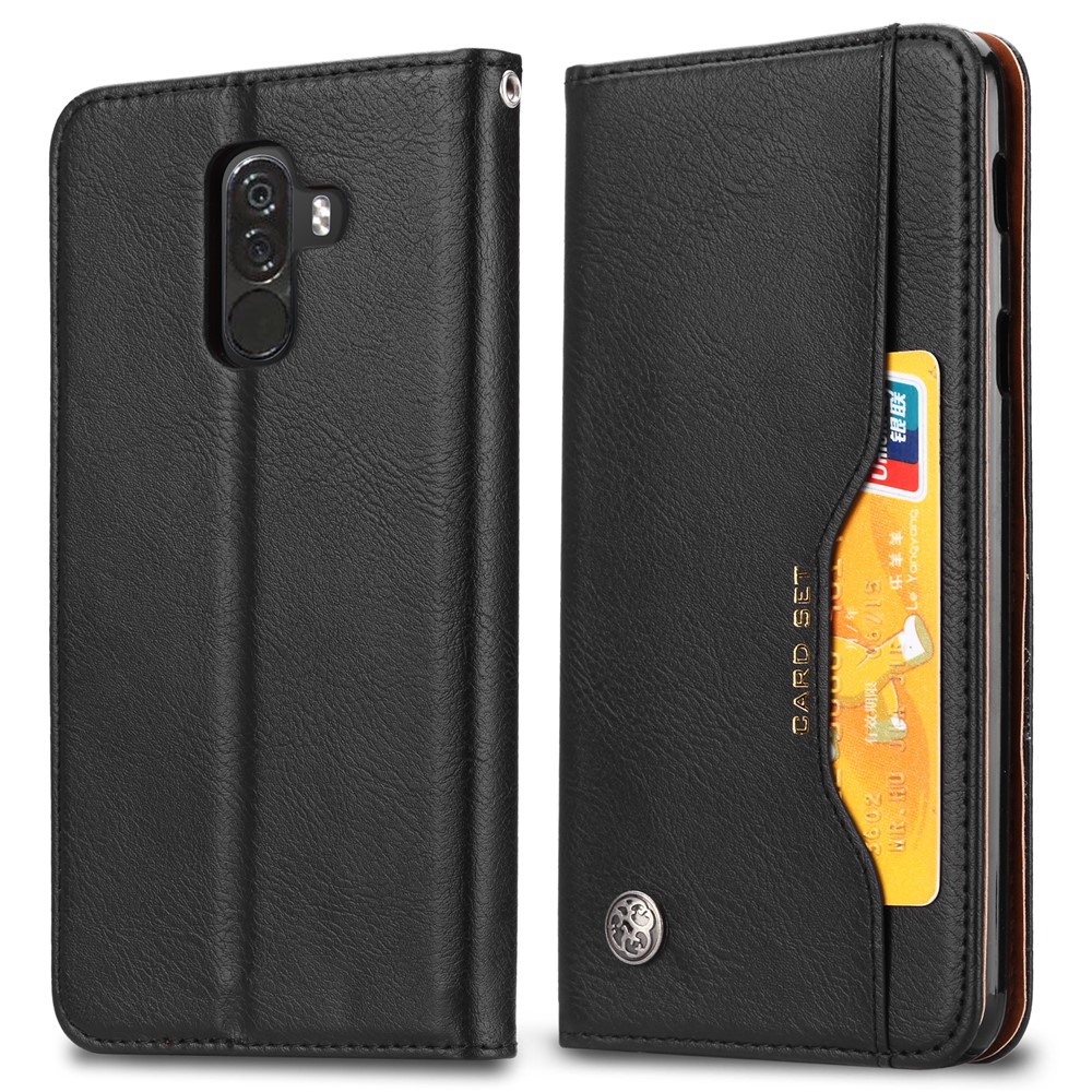 Авто-поглощенный Кожаный Кошелек Для Телефона Кошелек Для Xiaomi Pocophone F1 / Poco F1 (Индия) - Черный-2