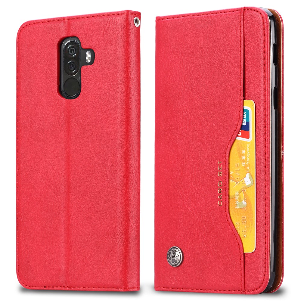 Cartera Móvil De Soporte De Cuero Absorbido Automáticamente Para Xiaomi Pocophone F1 / Poco F1 (India) - Rojo