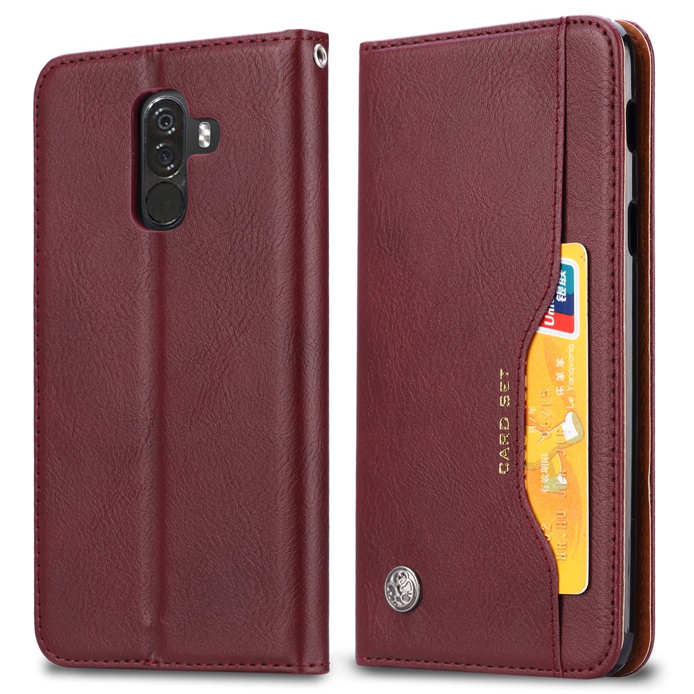 Auto-absorbed Leather Stand Wallet Cellphone Case with Card Slots for Xiaomi Pocophone F1 / Poco F1 (India) - Wine Red-2