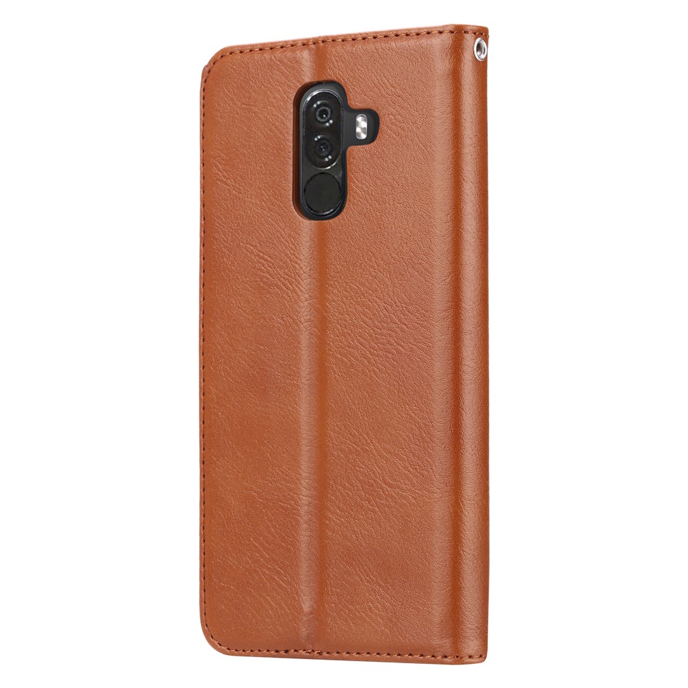 Cubierta Protectora de Teléfonos Móviles de la Billetera de Cuero Absorbido Automáticamente Para Xiaomi Pocophone F1 / Poco F1 (India) - Marrón