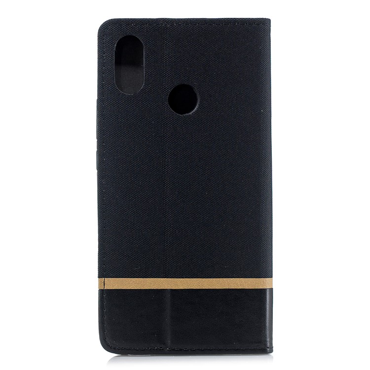 For Xiaomi Mi Max 3 Cloth Texture Splicing PU Leather Phone Case with Card Holder - Black-3