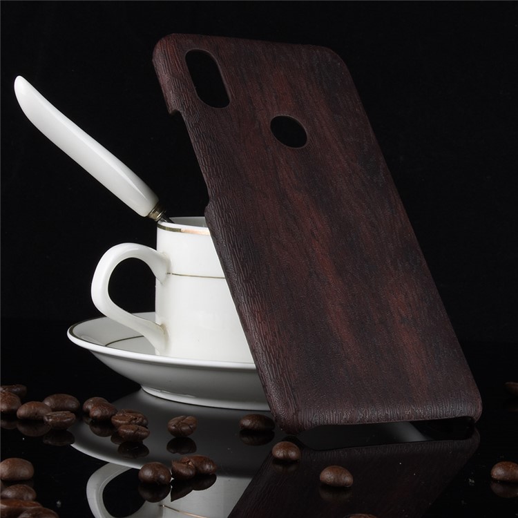Wood Texture PU Leather Coated Hard PC Mobile Phone Casing for Xiaomi Redmi Note 6 Pro - Black-5