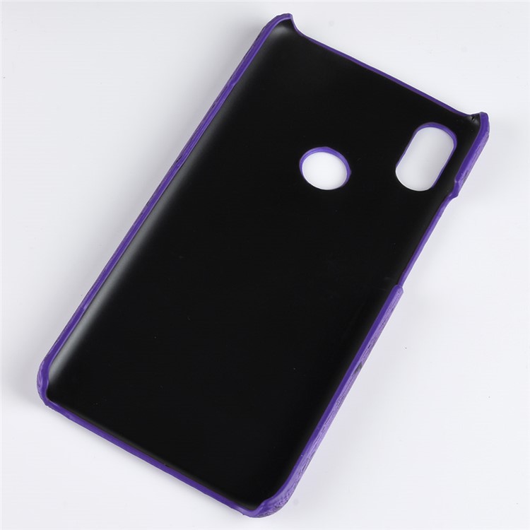 For Xiaomi Redmi Note 6 Pro Wood Texture PU Leather Coated Hard PC Case Accessory - Purple-5