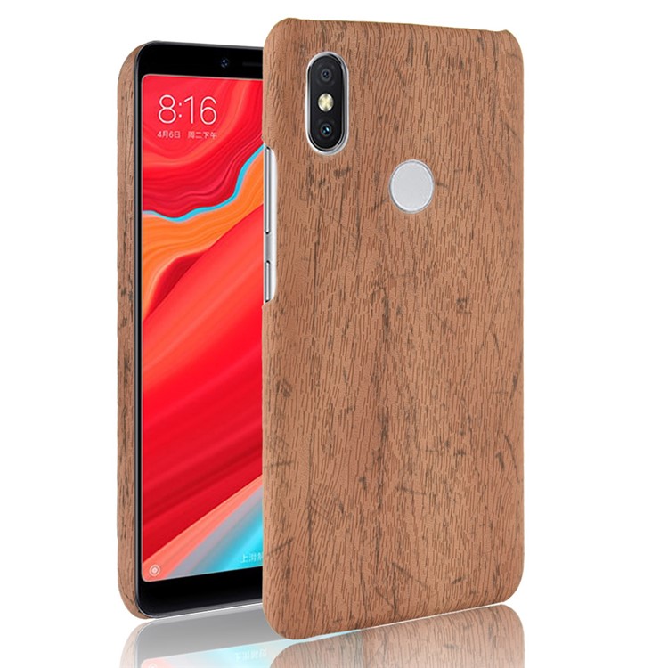 Wood Texture PU Leather Coated Hard PC Lightweight Cover Case for Xiaomi Redmi Note 6 Pro - Brown-1