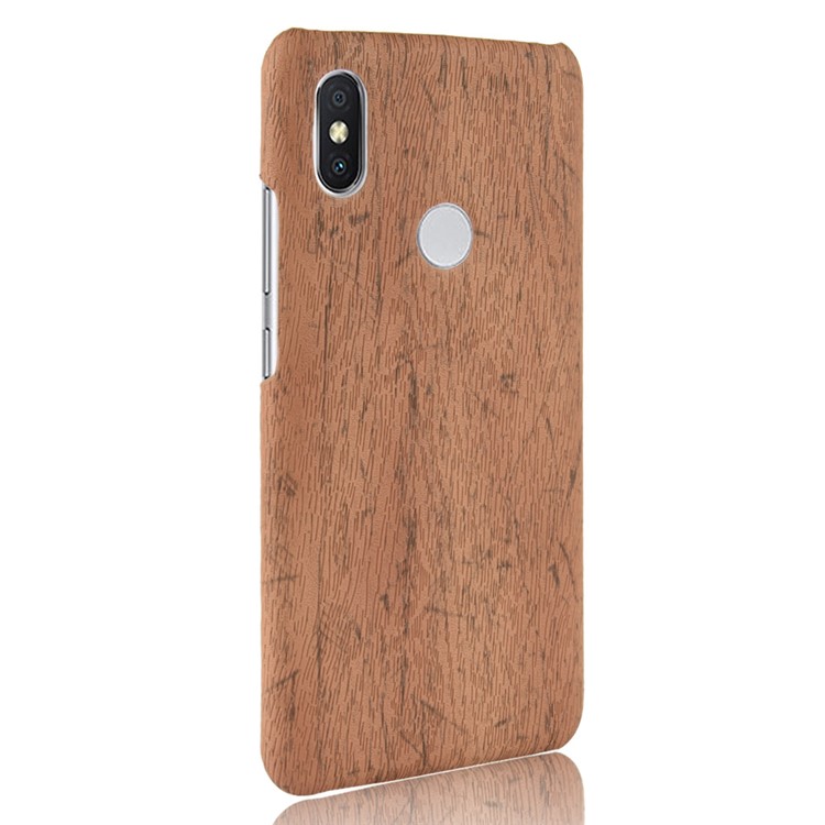 Wood Texture PU Leather Coated Hard PC Lightweight Cover Case for Xiaomi Redmi Note 6 Pro - Brown-3