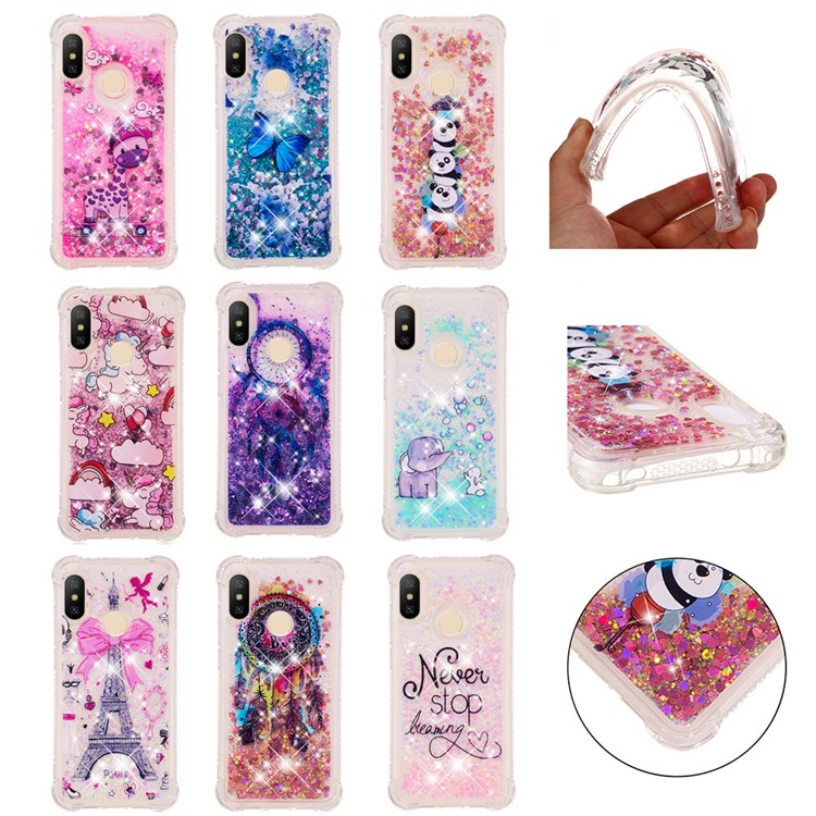 Pattern Printing Quicksand Anti-scratch TPU Case for Xiaomi Mi A2 Lite / Redmi 6 Pro - Pandas-7