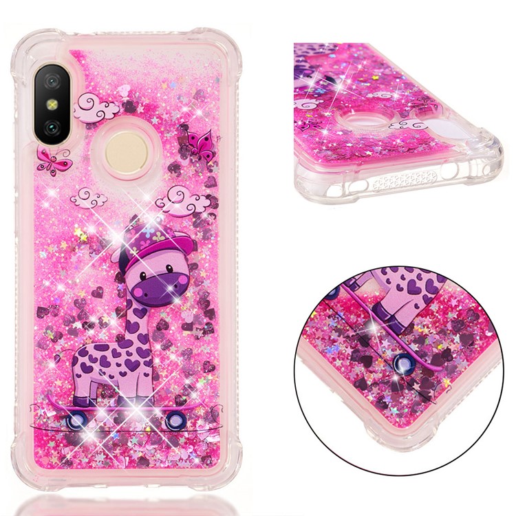 Pattern Printing Quicksand Anti-scratch TPU Shell for Xiaomi Mi A2 Lite / Redmi 6 Pro - Cute Giraffe-1
