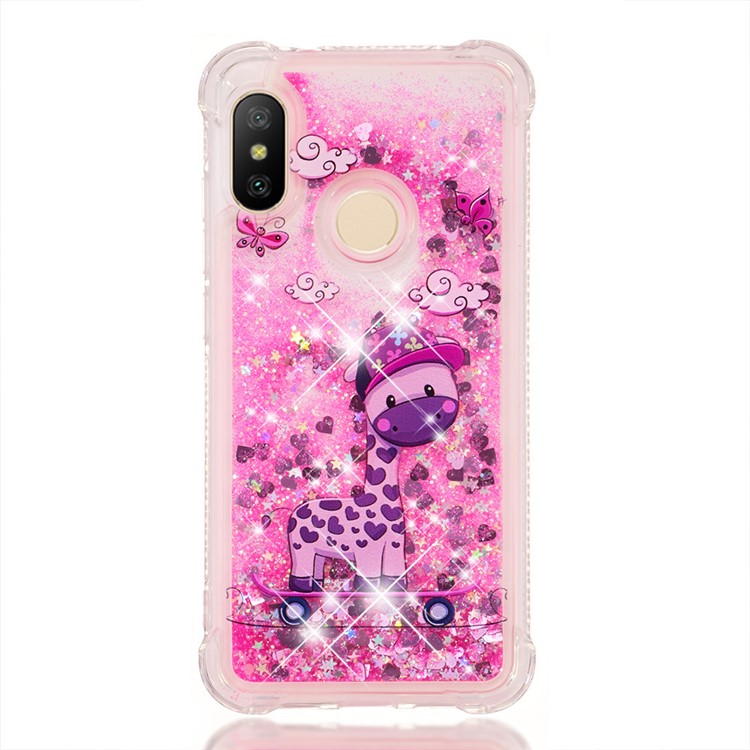 Pattern Printing Quicksand Anti-scratch TPU Shell for Xiaomi Mi A2 Lite / Redmi 6 Pro - Cute Giraffe-6