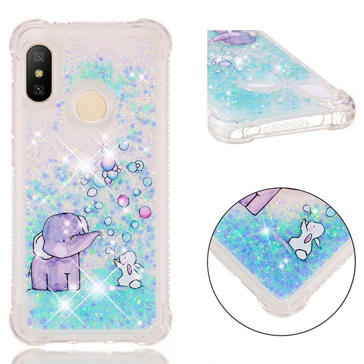 Pattern Printing Quicksand Anti-scratch TPU Mobile Case for Xiaomi Mi A2 Lite / Redmi 6 Pro - Elephant-1
