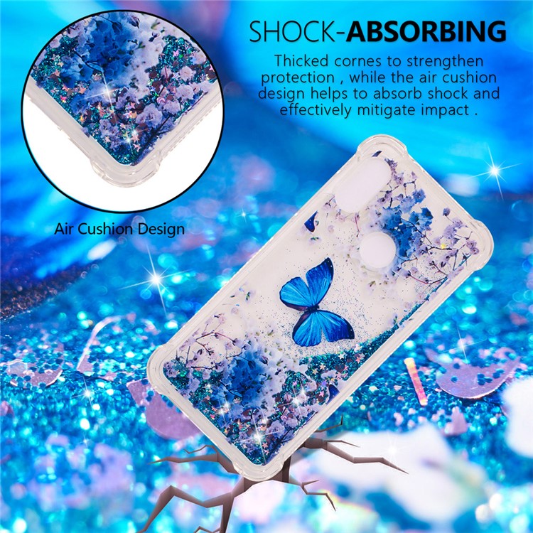 Pattern Printing Quicksand Anti-scratch TPU Mobile Cover for Xiaomi Mi A2 Lite / Redmi 6 Pro - Blue Butterfly-2