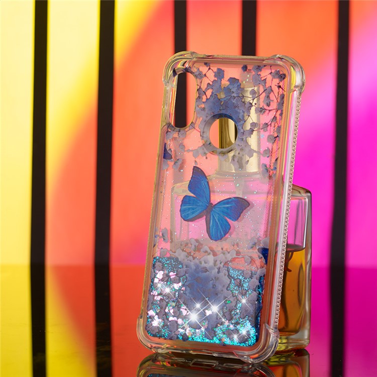Pattern Printing Quicksand Anti-scratch TPU Mobile Cover for Xiaomi Mi A2 Lite / Redmi 6 Pro - Blue Butterfly-5