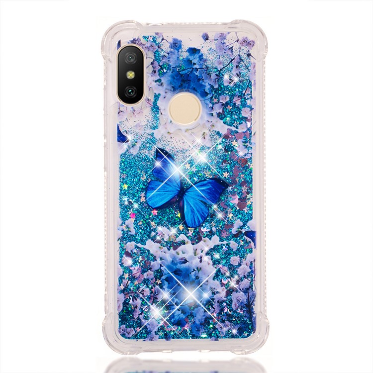 Pattern Printing Quicksand Anti-scratch TPU Mobile Cover for Xiaomi Mi A2 Lite / Redmi 6 Pro - Blue Butterfly-6