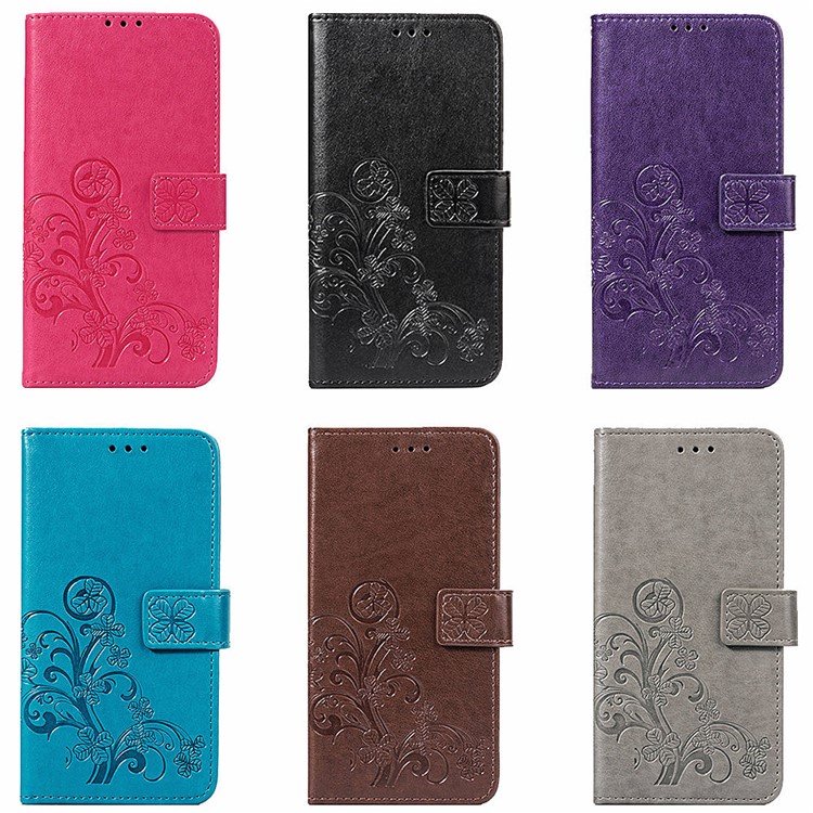 Imprint Clover Pattern Leather Wallet Stand Phone Casing for Xiaomi Pocophone F1/Poco F1 (India) - Black-11