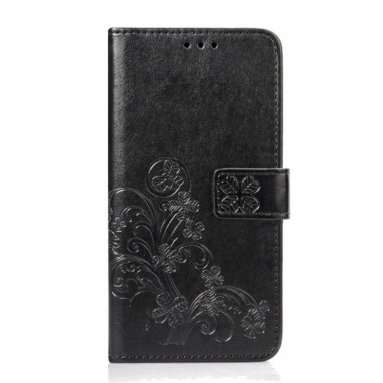 Imprint Clover Pattern Leather Wallet Stand Phone Casing for Xiaomi Pocophone F1/Poco F1 (India) - Black-2