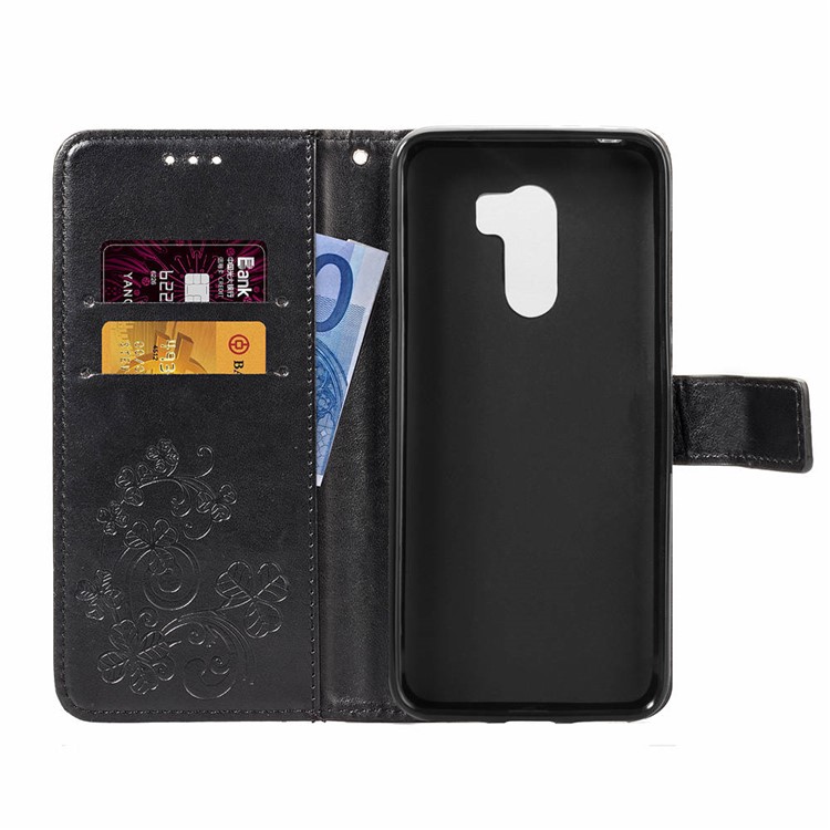 Imprint Clover Pattern Leather Wallet Stand Phone Casing for Xiaomi Pocophone F1/Poco F1 (India) - Black-4