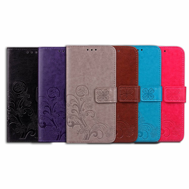 Imprint Clover Pattern Leather Wallet Stand Cover for Xiaomi Pocophone F1/Poco F1 (India) - Grey-10