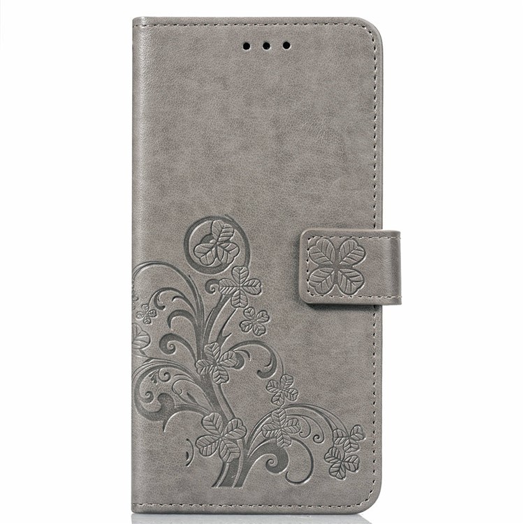 Imprint Clover Pattern Leather Wallet Stand Cover for Xiaomi Pocophone F1/Poco F1 (India) - Grey-2