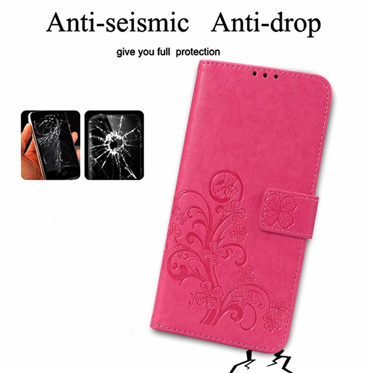 Imprint Clover Pattern Leather Wallet Stand Shell for Xiaomi Pocophone F1/Poco F1 (India) - Rose-10