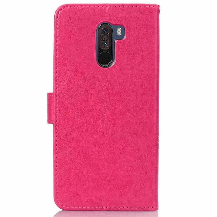 Imprint Clover Pattern Leather Wallet Stand Shell for Xiaomi Pocophone F1/Poco F1 (India) - Rose-3