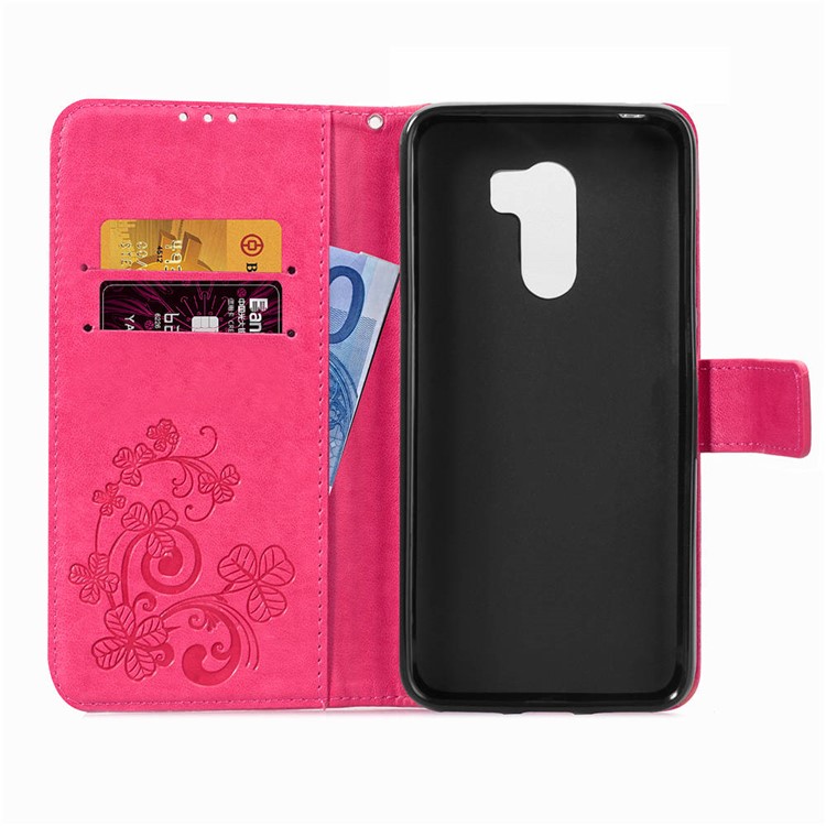 Imprint Clover Pattern Leather Wallet Stand Shell for Xiaomi Pocophone F1/Poco F1 (India) - Rose-4
