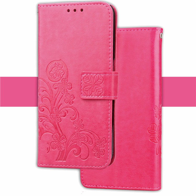 Imprint Clover Pattern Leather Wallet Stand Shell for Xiaomi Pocophone F1/Poco F1 (India) - Rose-6