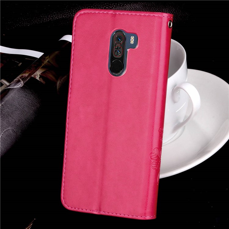 Imprint Clover Pattern Leather Wallet Stand Shell for Xiaomi Pocophone F1/Poco F1 (India) - Rose-8