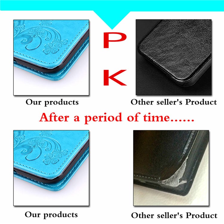 Imprint Clover Pattern Leather Wallet Protective Case for Xiaomi Pocophone F1/Poco F1 (India) - Blue-10