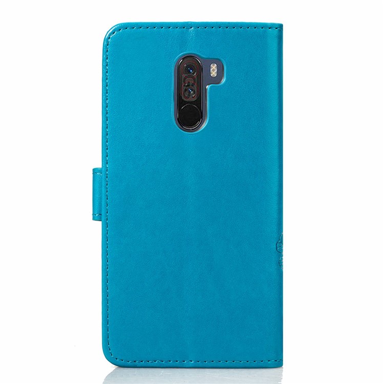 Imprint Clover Pattern Leather Wallet Protective Case for Xiaomi Pocophone F1/Poco F1 (India) - Blue-3
