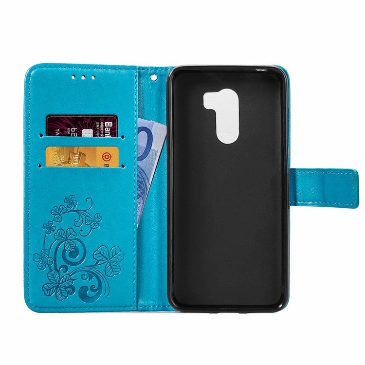 Imprint Clover Pattern Leather Wallet Protective Case for Xiaomi Pocophone F1/Poco F1 (India) - Blue-4