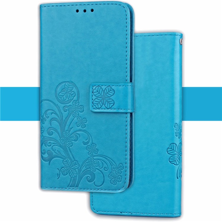 Imprint Clover Pattern Leather Wallet Protective Case for Xiaomi Pocophone F1/Poco F1 (India) - Blue-6
