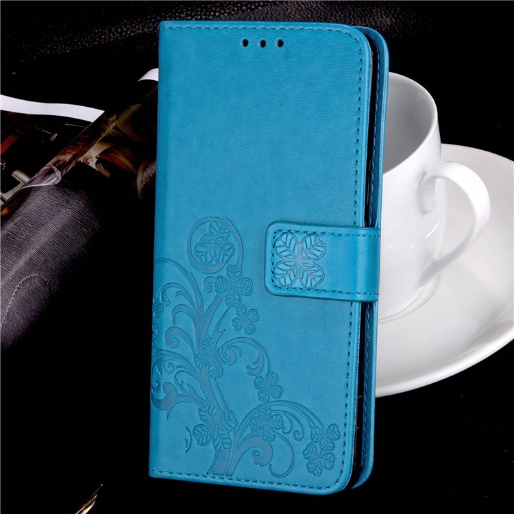 Imprint Clover Pattern Leather Wallet Protective Case for Xiaomi Pocophone F1/Poco F1 (India) - Blue-7