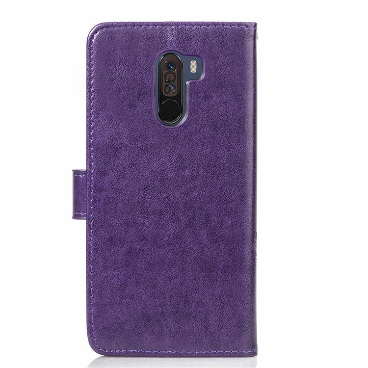 Imprint Clover Pattern Leather Wallet Stand Phone Cover for Xiaomi Pocophone F1/Poco F1 (India) - Purple-3
