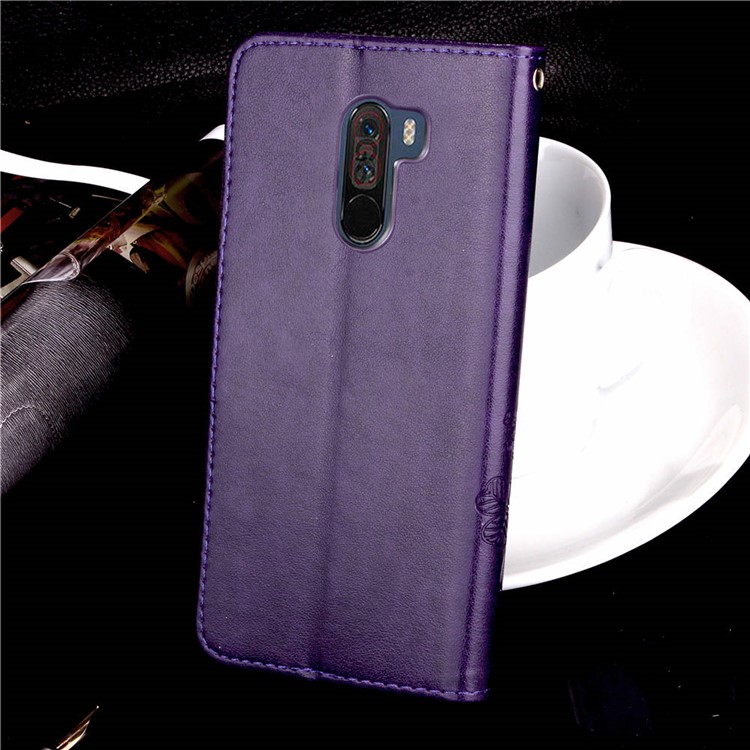 Imprint Clover Pattern Leather Wallet Stand Phone Cover for Xiaomi Pocophone F1/Poco F1 (India) - Purple-8