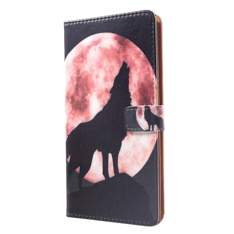 Pattern Printing PU Leather Stand Wallet Cover Shell with 3 Card Holders for Xiaomi Pocophone F1 / Poco F1 (India) - Wolf Howling at the Moon-3