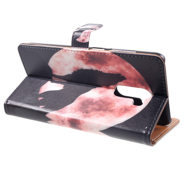 Pattern Printing PU Leather Stand Wallet Cover Shell with 3 Card Holders for Xiaomi Pocophone F1 / Poco F1 (India) - Wolf Howling at the Moon-4
