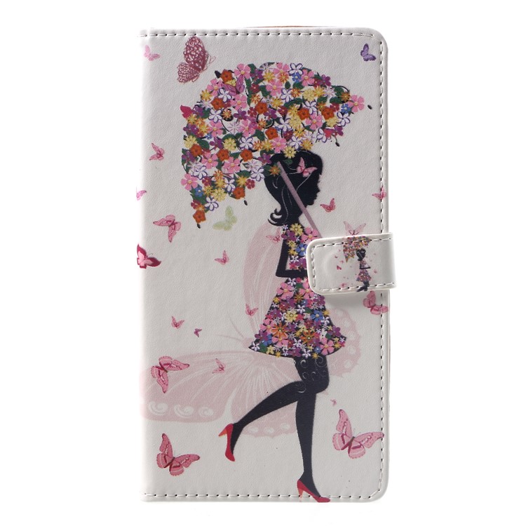 Pattern Printing PU Leather Phone Cover Shell Accessory with Stand for Xiaomi Pocophone F1 / Poco F1 (India) - Flowered Girl Holding Umbrella-1