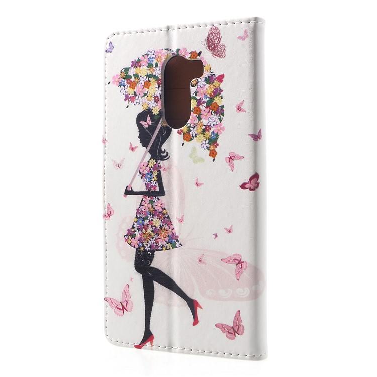 Pattern Printing PU Leather Phone Cover Shell Accessory with Stand for Xiaomi Pocophone F1 / Poco F1 (India) - Flowered Girl Holding Umbrella-2