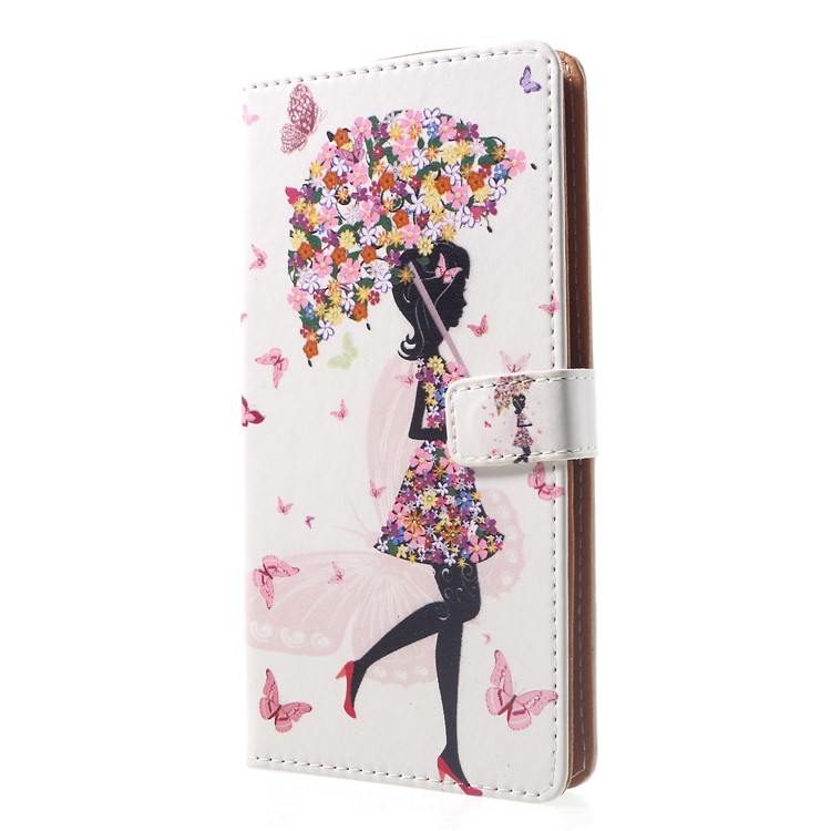 Pattern Printing PU Leather Phone Cover Shell Accessory with Stand for Xiaomi Pocophone F1 / Poco F1 (India) - Flowered Girl Holding Umbrella-3