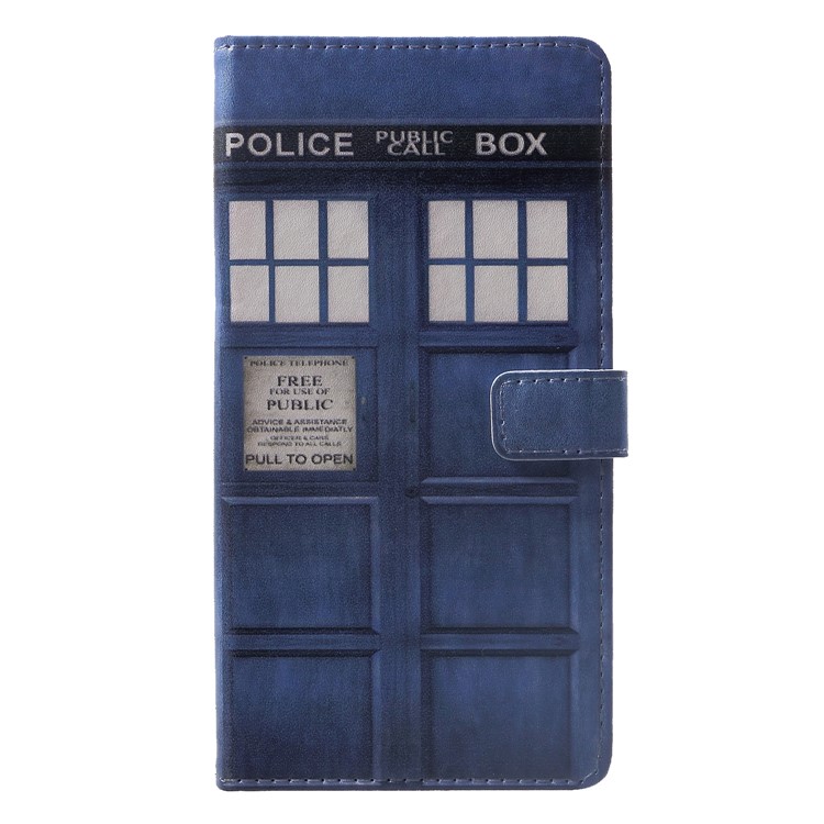 Pattern Printing PU Leather Stand Cellphone Cover Case for Xiaomi Pocophone F1 / Poco F1 (India) - Police Public Call Box-1