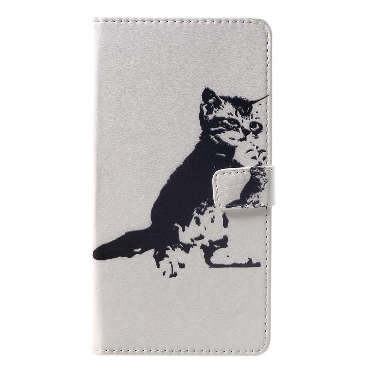 Pattern Printing PU Leather Stand Phone Casing for Xiaomi Pocophone F1 / Poco F1 (India) - Black and White Cat-1