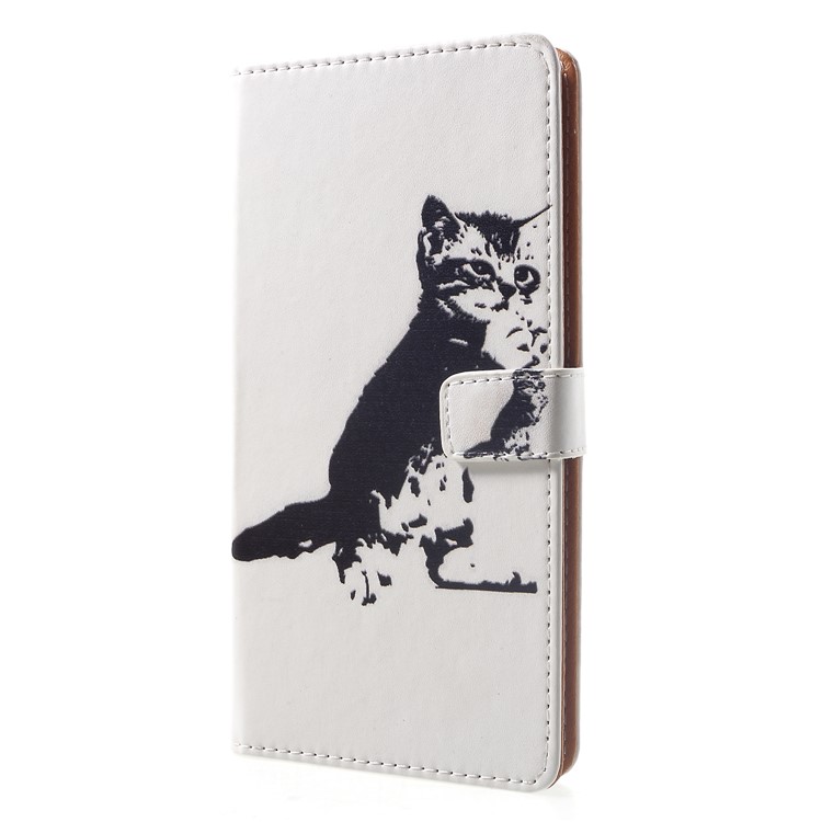 Pattern Printing PU Leather Stand Phone Casing for Xiaomi Pocophone F1 / Poco F1 (India) - Black and White Cat-3