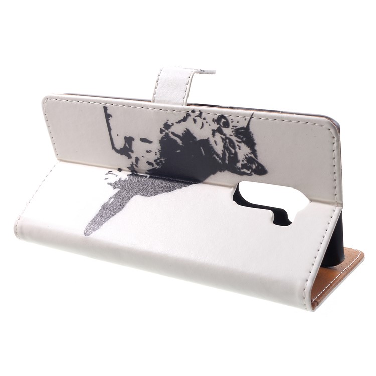 Pattern Printing PU Leather Stand Phone Casing for Xiaomi Pocophone F1 / Poco F1 (India) - Black and White Cat-4