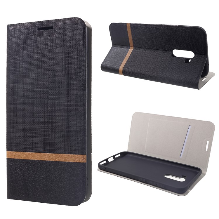 Cross Pattern Leather Card Holder Phone Cover (Built-in Steel Sheet) for Xiaomi Pocophone F1 / Poco F1 (India) - Black-1
