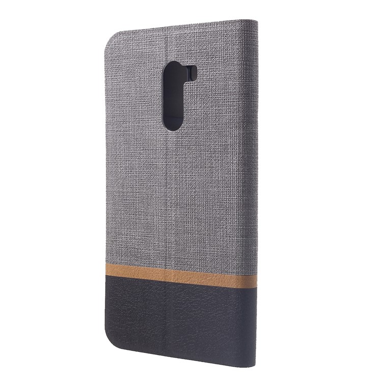 Cross Pattern Leather Card Holder Flip Case Cover (Built-in Steel Sheet) for Xiaomi Pocophone F1 / Poco F1 (India) - Grey-2