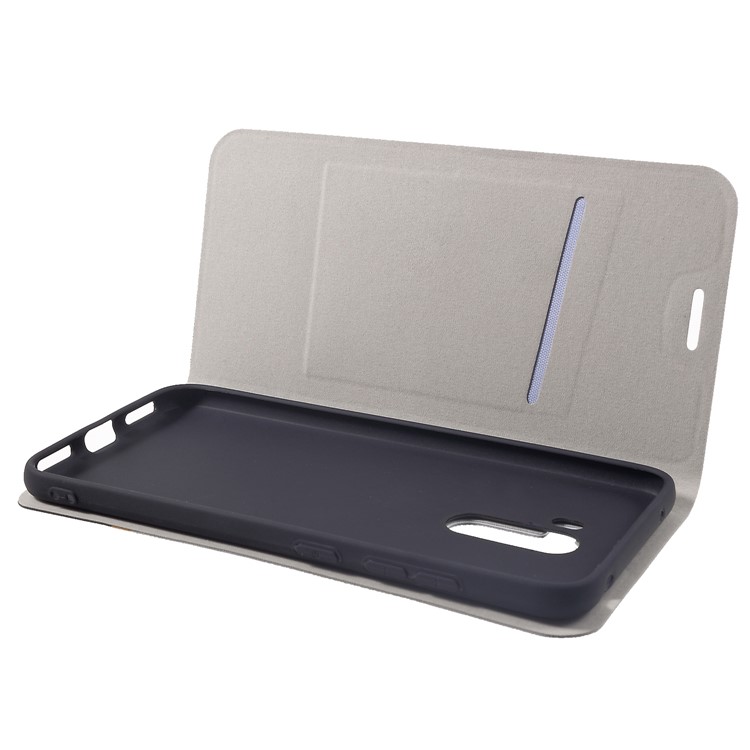 Cross Pattern Leather Card Holder Flip Case Cover (Built-in Steel Sheet) for Xiaomi Pocophone F1 / Poco F1 (India) - Grey-5