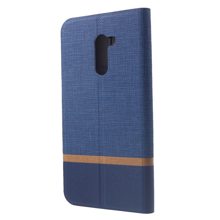 Cross Pattern Leather Protection Phone Case with Card Holder (Built-in Steel Sheet) for Xiaomi Pocophone F1 / Poco F1 (India) - Blue-2
