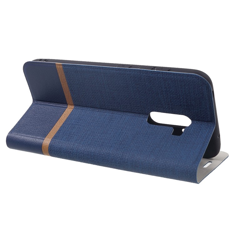 Cross Pattern Leather Protection Phone Case with Card Holder (Built-in Steel Sheet) for Xiaomi Pocophone F1 / Poco F1 (India) - Blue-4