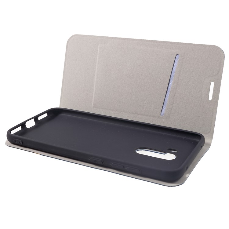 Cross Pattern Leather Protection Phone Case with Card Holder (Built-in Steel Sheet) for Xiaomi Pocophone F1 / Poco F1 (India) - Blue-5